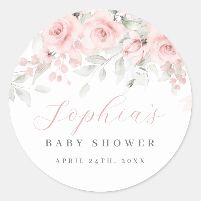Sticker Rond Baby-Shower Fard à Joues Fleurit (Devant)