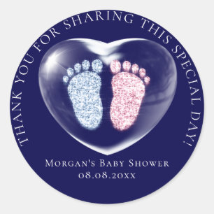 Sticker Rond Baby shower Favoriser Les Coeurs De Bulles Pieds R