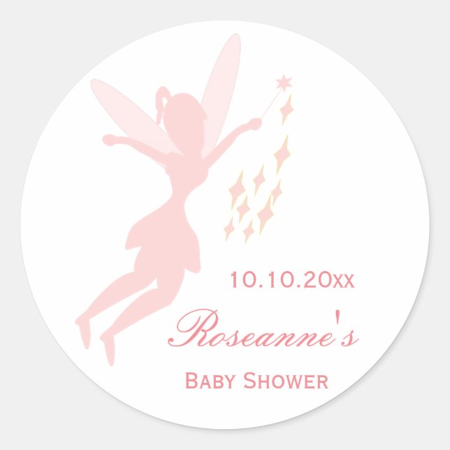 Sticker Rond Baby shower féerique rose (Devant)