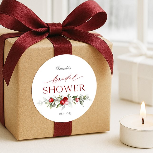 Sticker Rond Baby Shower Fête de Mariage Baie d'Hiver  (Créateur téléchargé)