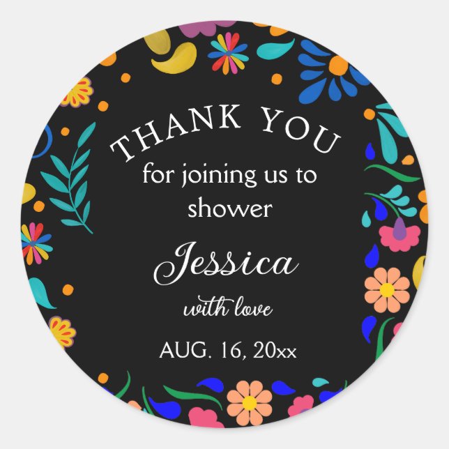 Sticker Rond Baby shower Fiesta Parti mexicain faveur autocolla (Devant)