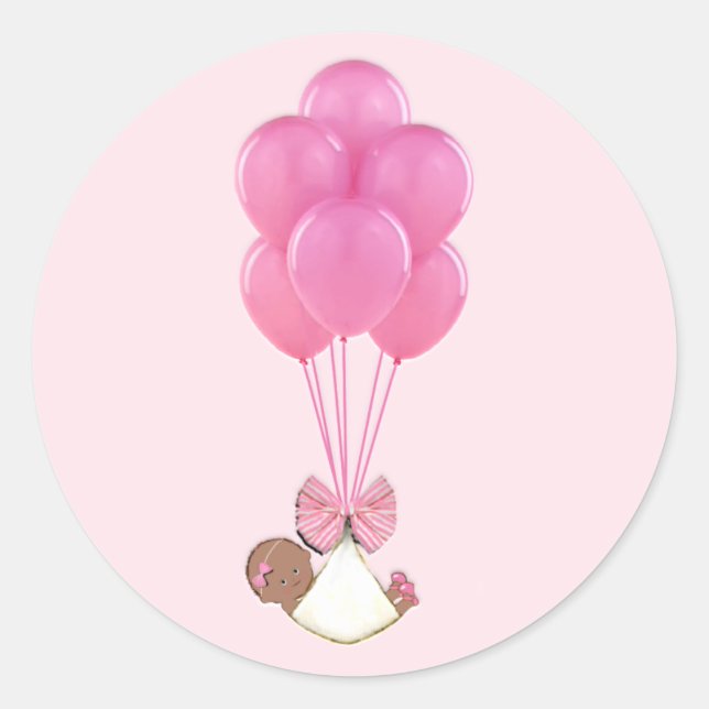 Sticker Rond Baby Shower Fille (Devant)