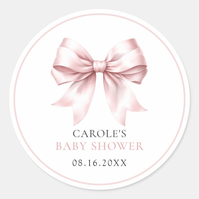 Sticker Rond Baby Shower Fille Arc en Ciel Rose (Devant)