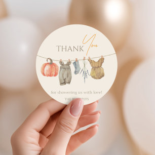 Sticker Rond Baby shower fille de Citrouille  d'automne