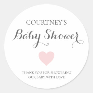 Sticker Rond Baby shower fille de coeur rose mignonne