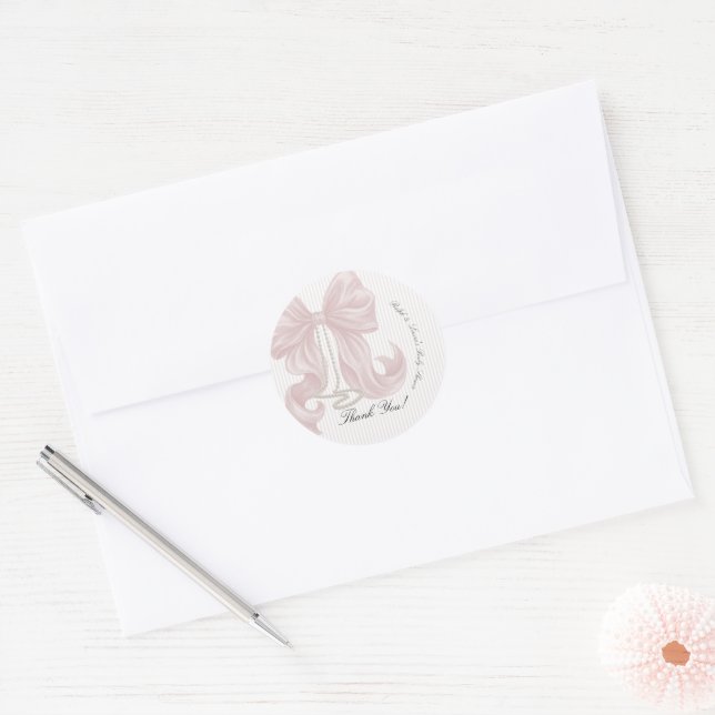Sticker Rond Baby Shower Fille Perle Arc  (Enveloppe)