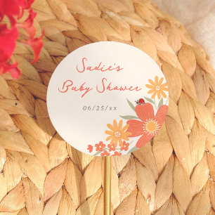 Sticker Rond Baby Shower Fille Petit Insecte de l'Amour