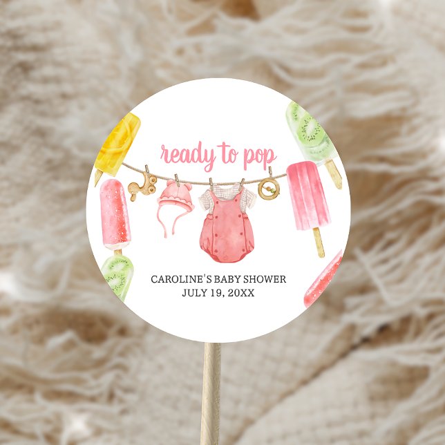 Sticker Rond Baby Shower Fille Popsicle (Créateur téléchargé)