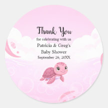 Baby Shower Fille Tortue de Mer Rose Mignonne