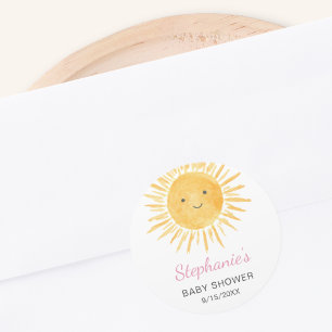 Sticker Rond Baby Shower Filles Bohème Soleil