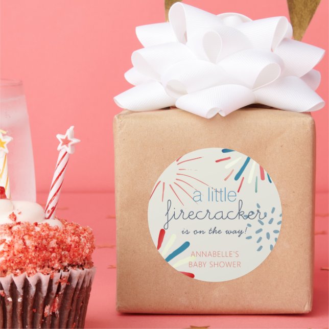Sticker Rond Baby shower Firecracker 4 juillet Fireworks (Fête)
