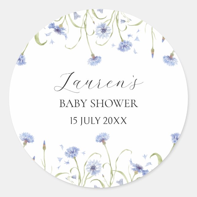Sticker Rond Baby Shower Fleur Sauvage (Devant)