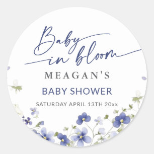 Sticker Rond Baby shower Fleur sauvage Baby In Bloom Spring