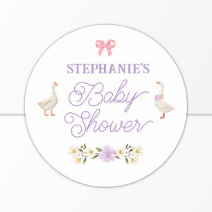 Sticker Rond Baby shower fleur sauvage d'aquarelle