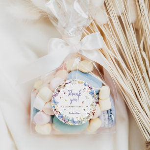 Sticker Rond Baby shower Fleurs de prairie merci