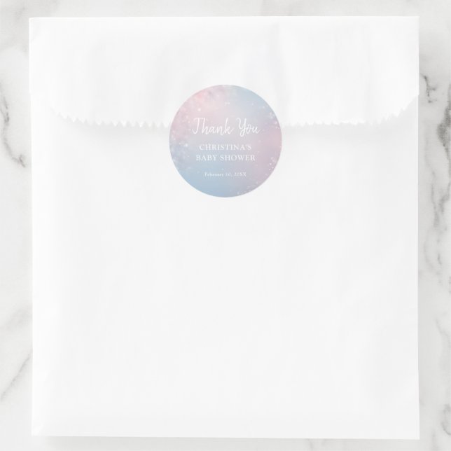 Sticker Rond Baby Shower Flocon de Neige d'Hiver (Sac)