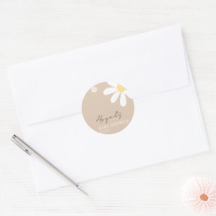 Sticker Rond Baby shower Floral Boho Daisy