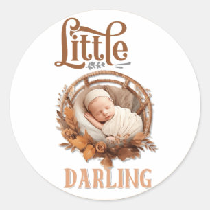 Sticker Rond Baby shower Floral Boho rustique