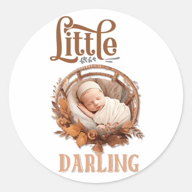 Sticker Rond Baby shower Floral Boho rustique (Devant)