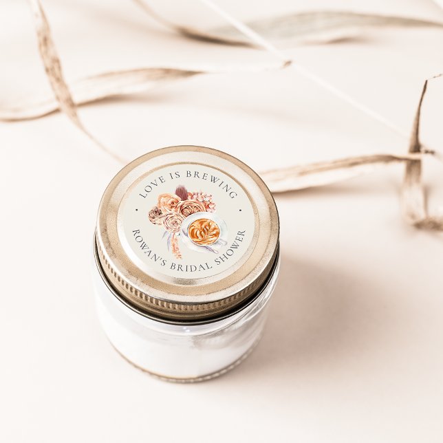 Sticker Rond Baby Shower Floral Café "L'amour est dans l'air" s (Créateur téléchargé)