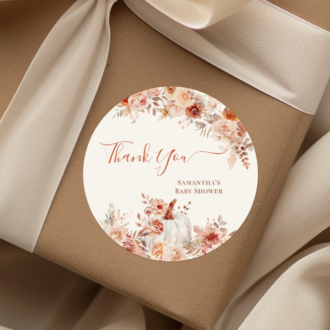 Sticker Rond Baby shower floral de Little Citrouille Fall (Créateur téléchargé)