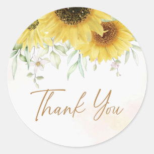 Sticker Rond Baby shower floral de tournesol Merci d'anniversai