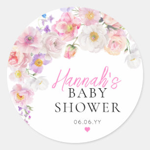 Sticker Rond Baby shower Floral rose Eloise