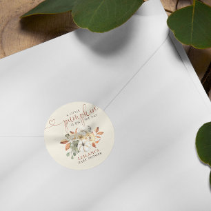 Sticker Rond Baby shower Floral Rustique Petit Citrouille