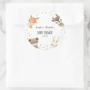 Sticker Rond Baby shower forestier