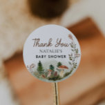 Sticker Rond Baby shower forestier de bois Favoriser<br><div class="desc">Sticker Favor Baby shower rond Neutre Genre Forêt Woodland Sticker. La plupart des lettres est modifiable - cliquez sur le bouton "Customiser plus" pour modifier. Objets correspondants dans notre magasin Conception de la fête Cava</div>