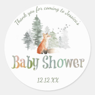 Sticker Rond Baby shower forestier de renard