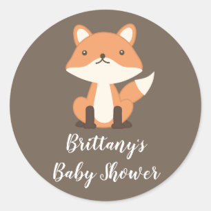 Sticker Rond Baby shower forestier de renard forestier personna