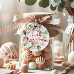 Sticker Rond Baby Shower Forêt de Fraises