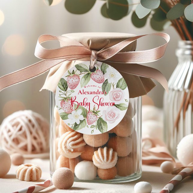 Sticker Rond Baby Shower Forêt de Fraises (Créateur téléchargé)
