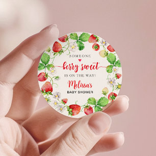 Sticker Rond Baby Shower Fraise