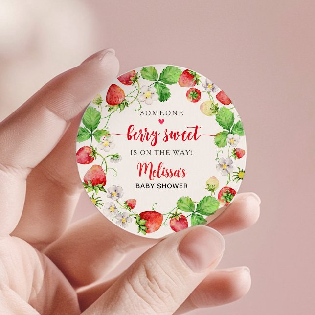 Sticker Rond Baby Shower Fraise (Créateur téléchargé)
