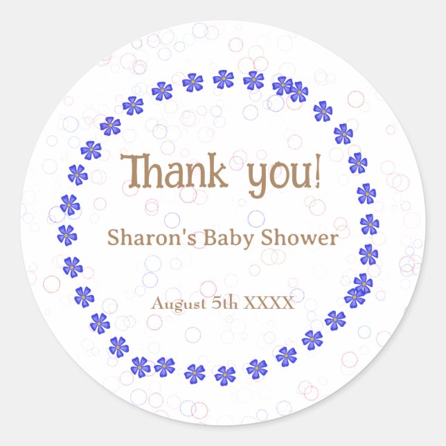 Sticker Rond Baby shower garçon (Devant)