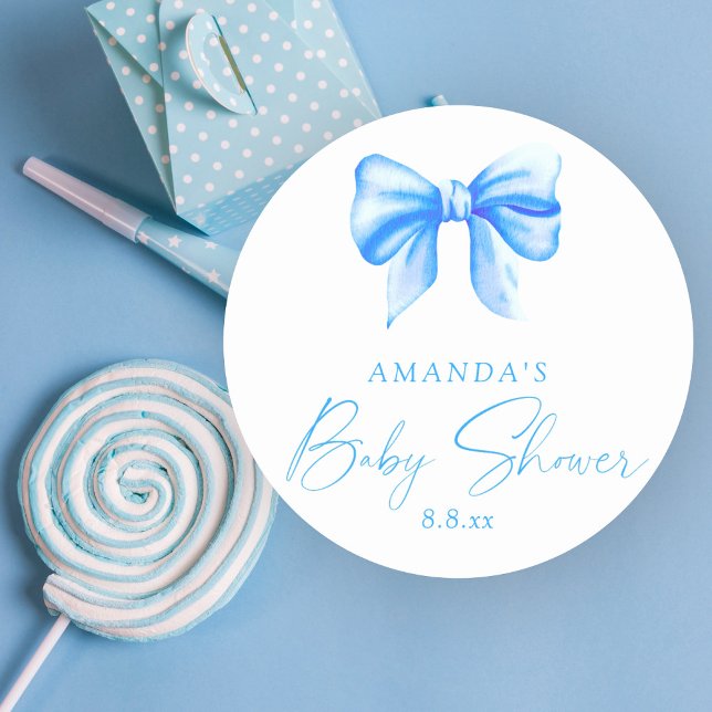 Sticker Rond Baby shower garçon arc bleu (Créateur téléchargé)