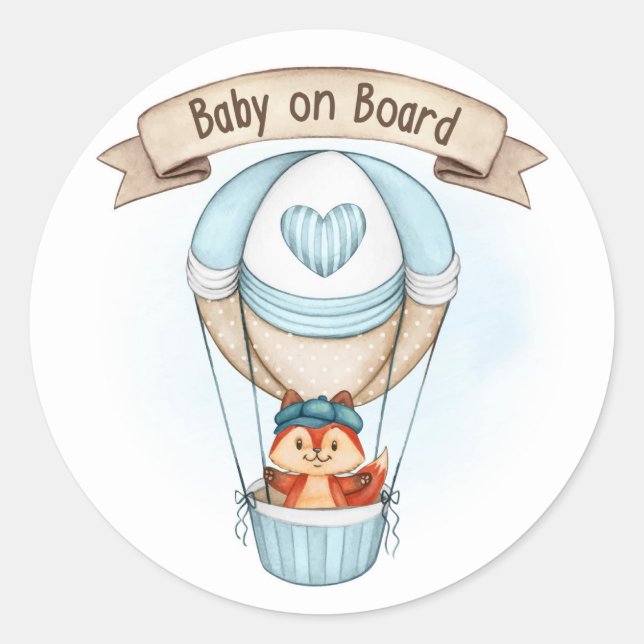 Sticker Rond Baby shower garçon bleu (Devant)