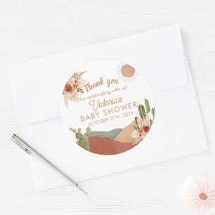 Sticker rond Baby shower garçon   Boho Sud-Ouest