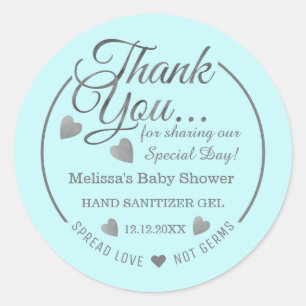 Sticker Rond Baby shower Garçon Favoriser Étaler Amour Merci 