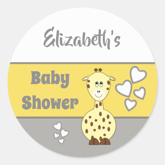 Sticker Rond Baby shower girafe mignonne Fête Faveur (Devant)