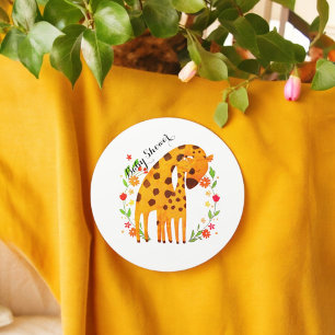 Sticker Rond Baby shower Giraffe