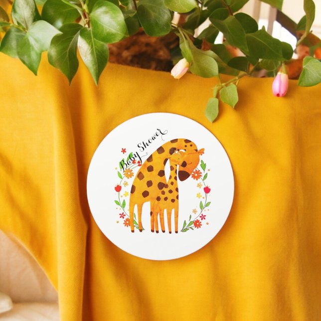 Sticker Rond Baby shower Giraffe (giraffe Baby Shower party theme sticker,birthday party sticker,gift pack,envelope,return gift sticke)