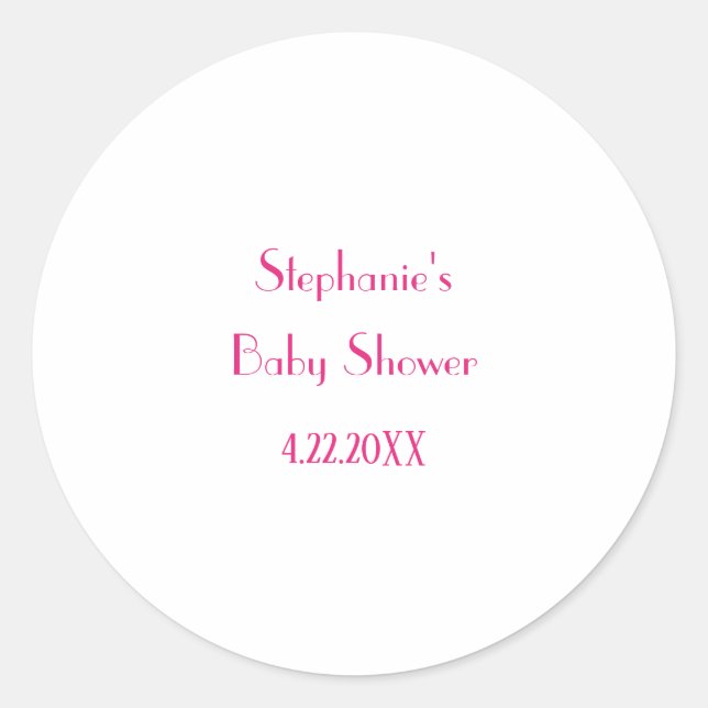 Sticker Rond Baby shower Girls Pink Personnalisé Nom Élégant 20 (Devant)