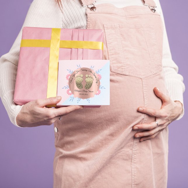 Sticker Rond Baby shower Gold Parties scintillant Pieds Favoris (Gold Glitter Feet Baby Shower Favor Thank You Classic Round Sticker)