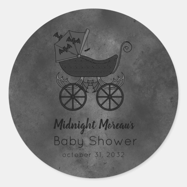 Sticker Rond Baby shower gothique Vintage à chaudière (Devant)