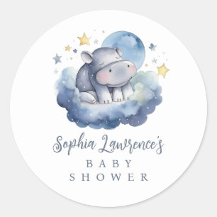 Sticker Rond Baby shower Hippo bébé mignon