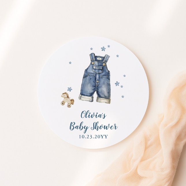 Sticker Rond Baby Shower Jean Bleu (Créateur téléchargé)