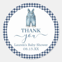 Sticker rond Baby shower Jeans bleu